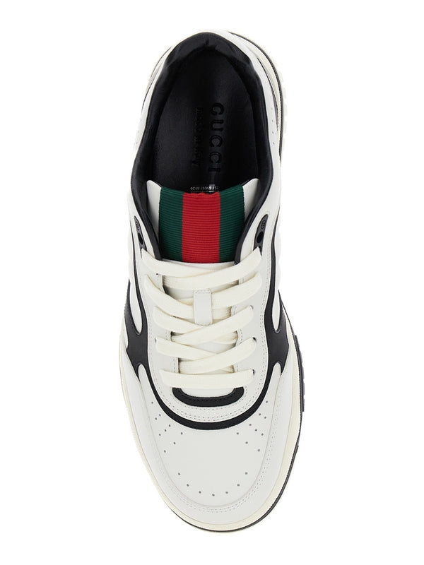 'Gucci Re-Web' White and Black Low Top Sneakers in Leather Man Low top Sneakers