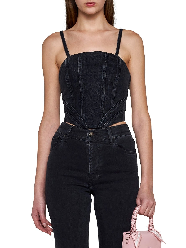 Back Zipper Denim Sleeveless Top