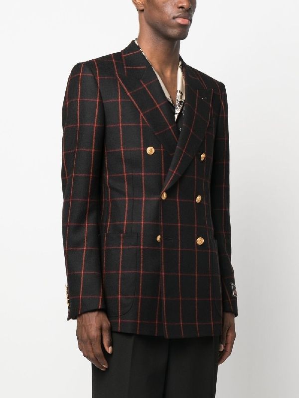 Logo Check Wool Double Jacket