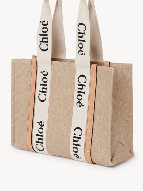 Woody Logo Canvas Medium Tote
  Bag