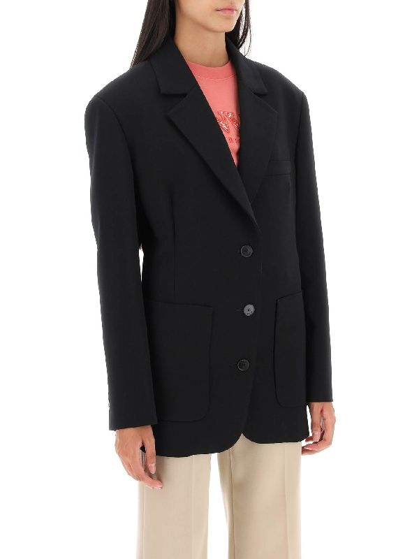 Black Wool Single-Breasted Jacket