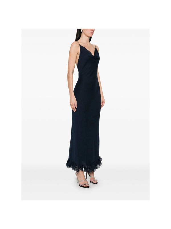 Ruffle Trimmed Chiffon Long Dress