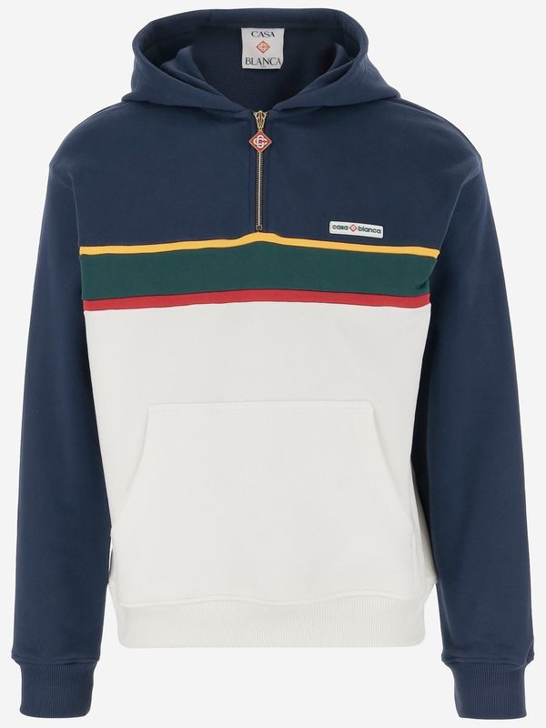 Color Panel Hoodie Half-Zip Shirt