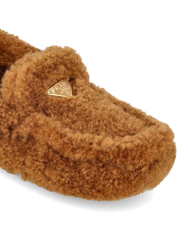 Triangle Logo Shearling Loafers