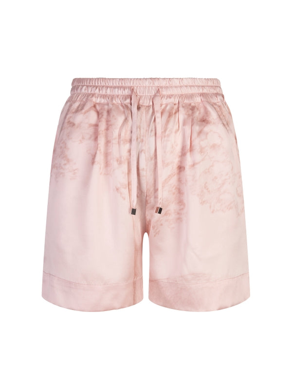 Drawstring Printing Silk Shorts