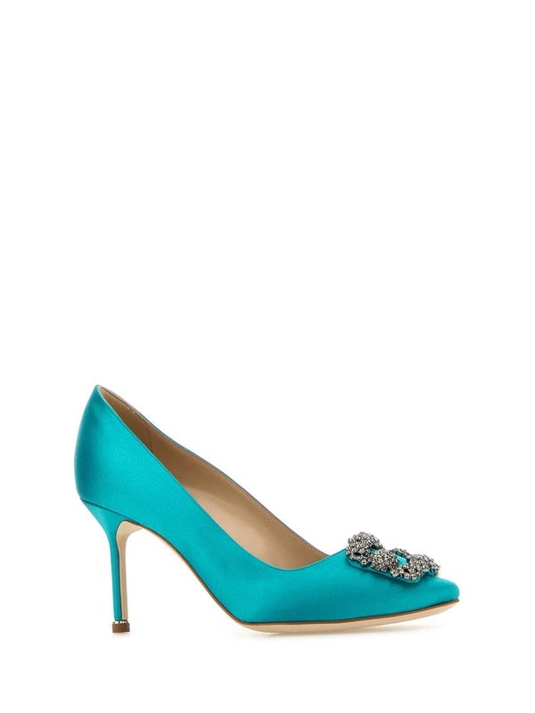 Hankisi Jewel Buckle Satin Pumps Heelss