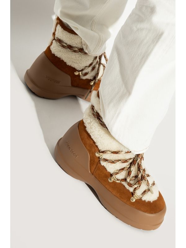 Luna Logo Shearling Lace-Up Boots