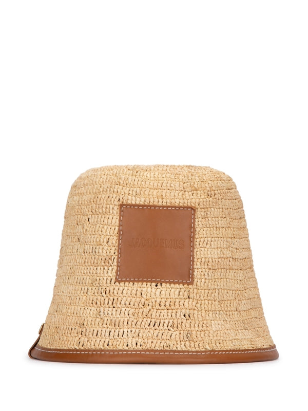 Soleil Logo Patch Raffia Bucket Hat