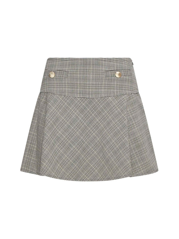 Check Pattern Flared Mini Skirt