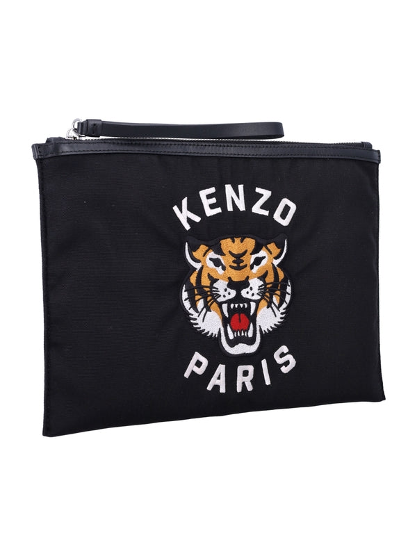 Varsity Logo Embroidery Clutch Bag