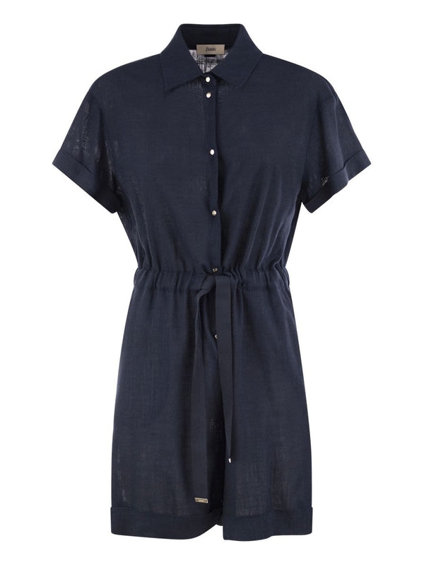 Waist Drawstring Linen Blend Jumpsuit