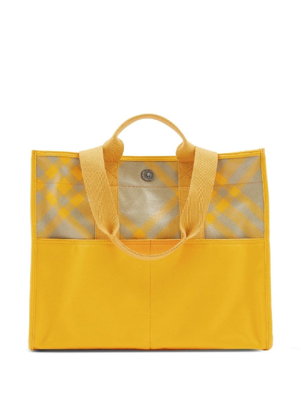 Check Panel Cotton Tote Bag