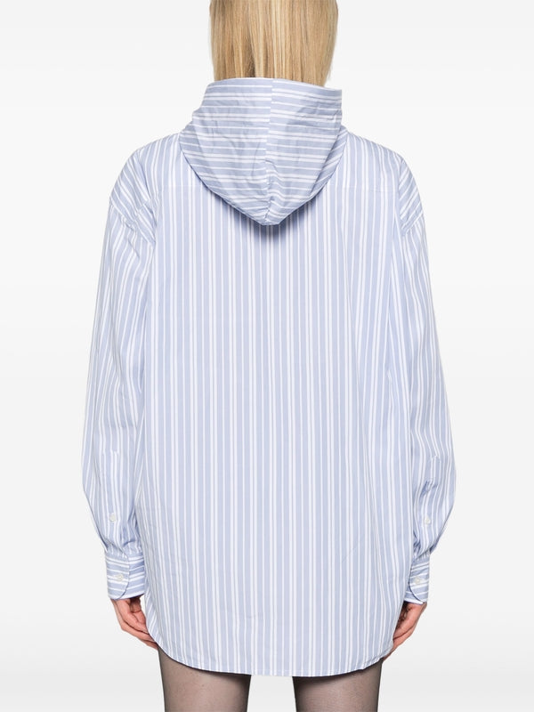 Stripe Hood Cotton Shirt