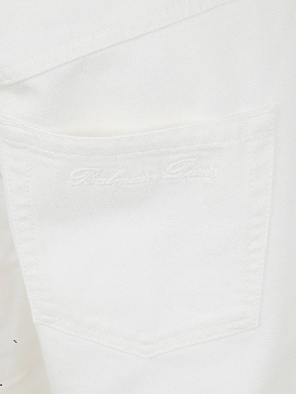 Western Cutout White Denim Pants