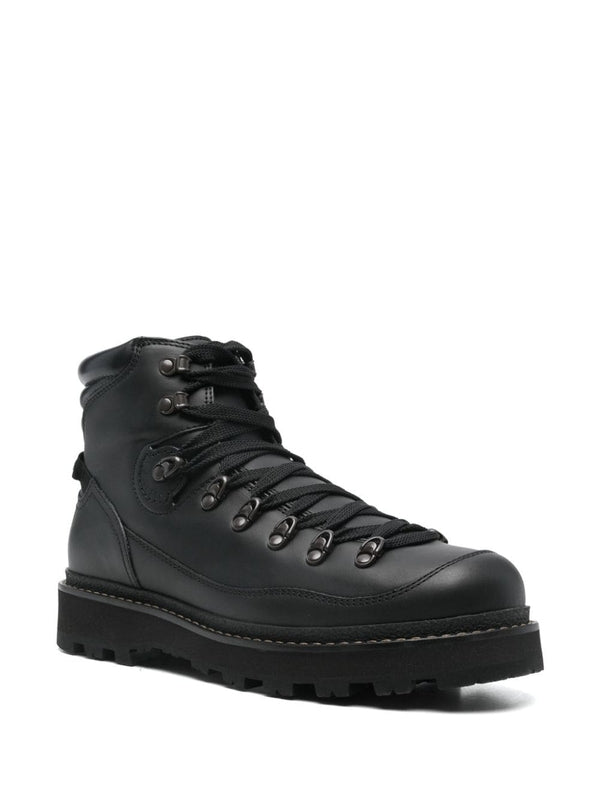 Back Logo Leather Lace-up Boots