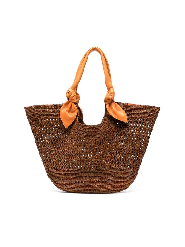 Fonol Knot Handle Straw Tote
  Bag
