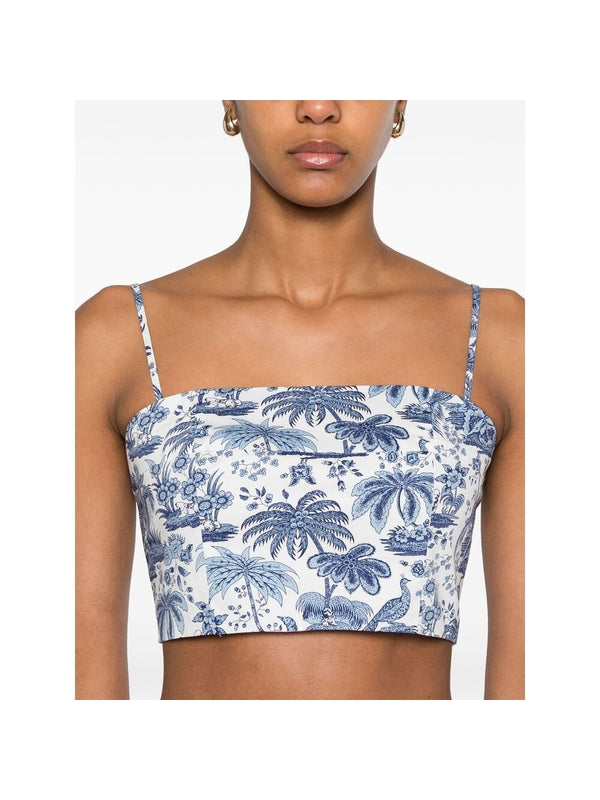 Botanical Print Cotton Bustier
  Top