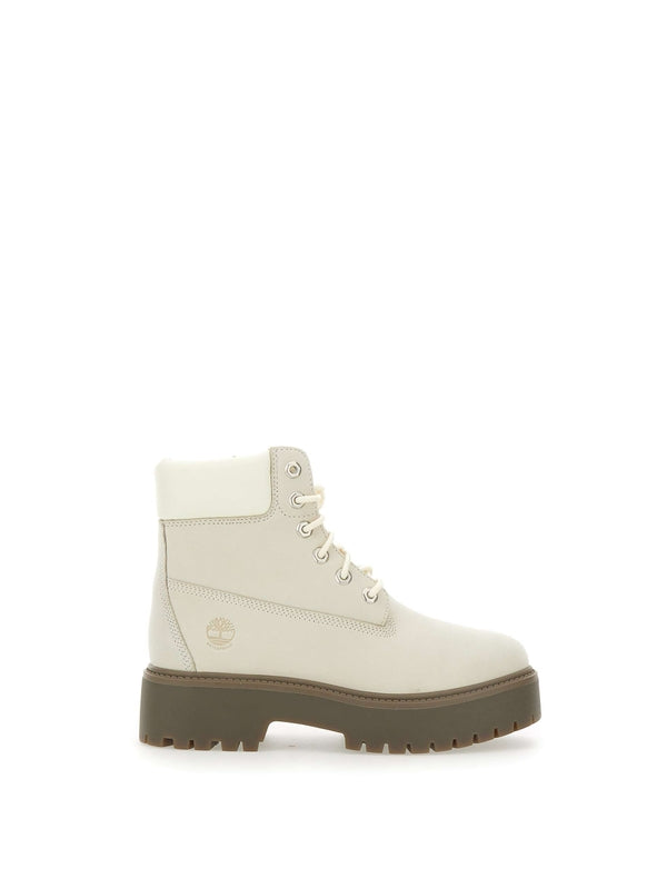 Timberland White Lace-Up Boots