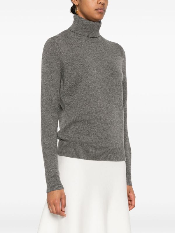 High Neck Rib Cashmere Knit