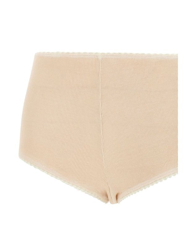 Lace Detail Cotton Micro Shorts