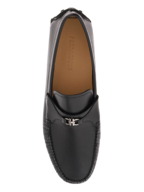 Gancini Leather Driving Loafer Shoes - Jente