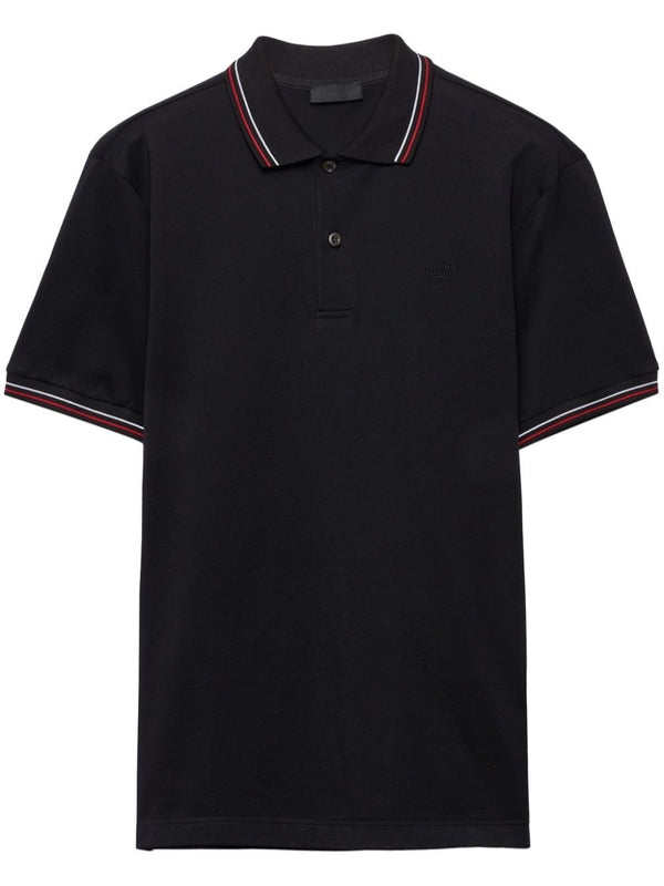 Stripe Detail Cotton Polo Shirt