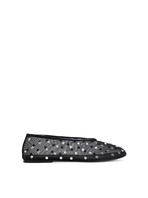 MARCY Crystal-Embellished Mesh Flat Shoes