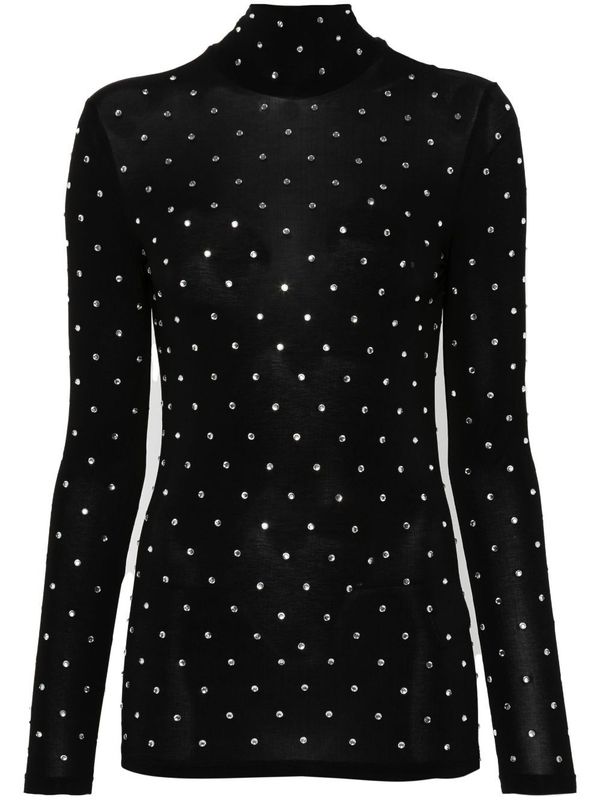 Rhinestone Detail High Neck Long Sleeve
  Top