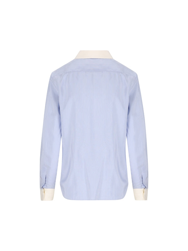 Triopé Logo Embroidered Stripe Silk Shirt