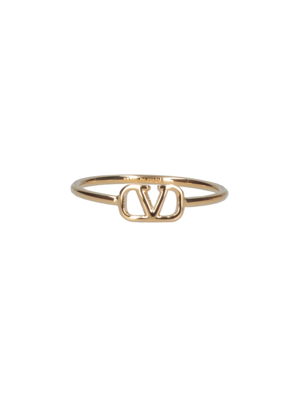 V Logo Goldtone Ring