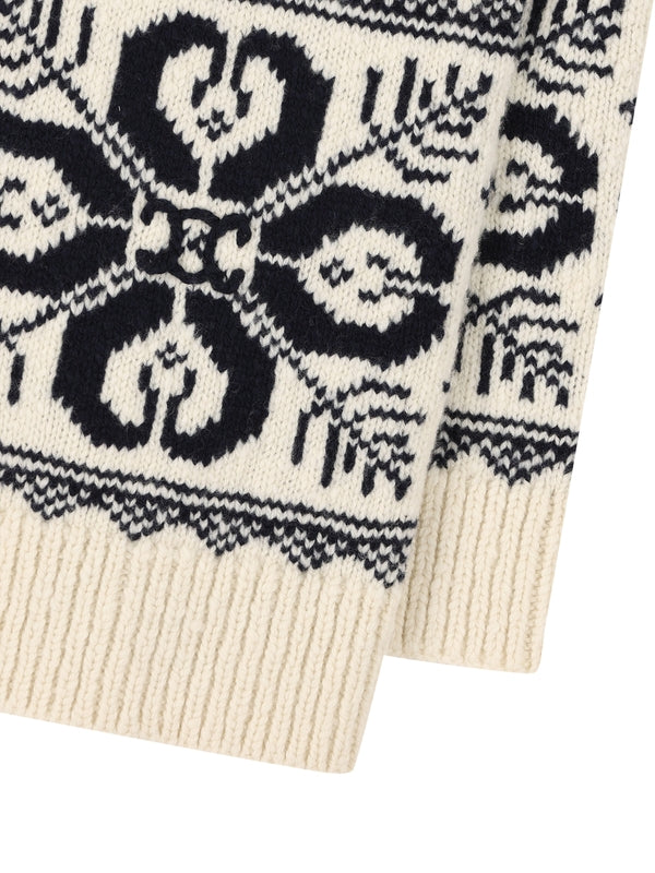 Fair Isle Jacquard Pattern Wool Scarf