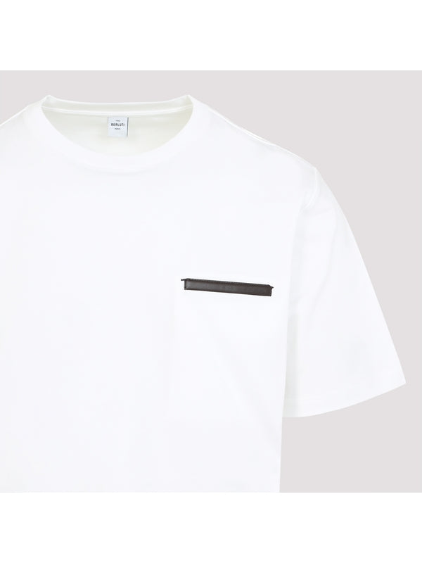 Leather Patch Cotton Short-Sleeve T-Shirt