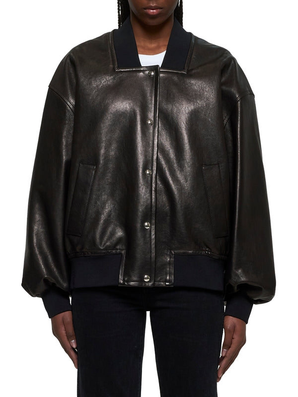 Black Lambskin Bomber Jacket