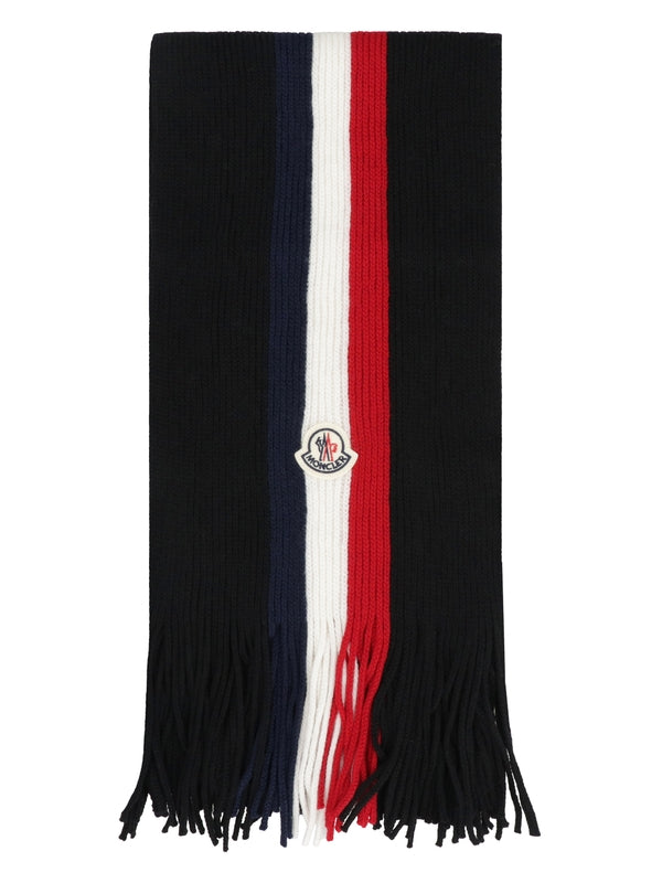 Tricolor Logo Patch Wool Scarf