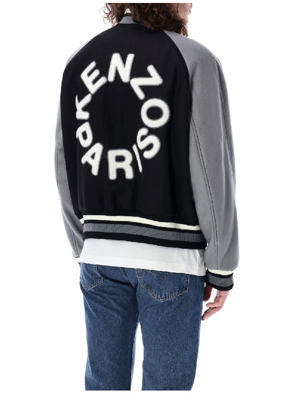 Varsity Logo Patch Wool Bomber Jacket