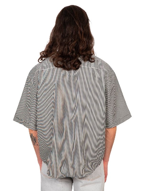 Back Logo Embroidered Stripe Short Sleeve
  Shirt