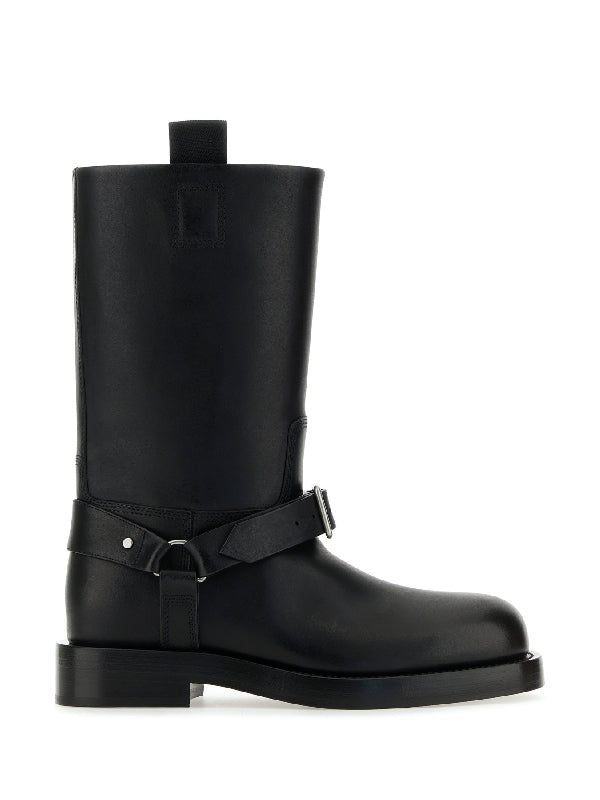 Buckle Harness Leather Boots