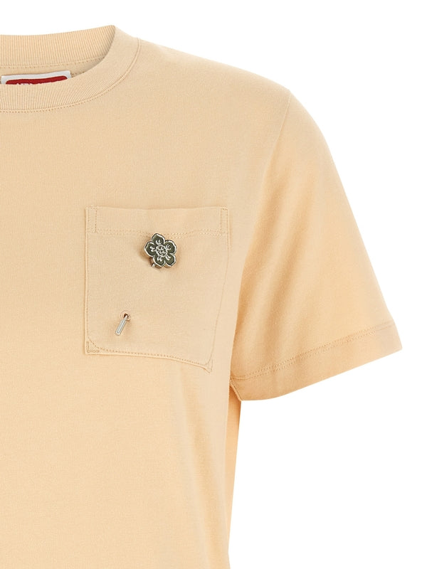 Bokeh Flower
  Pin Decorated Short Sleeve T-Shirt