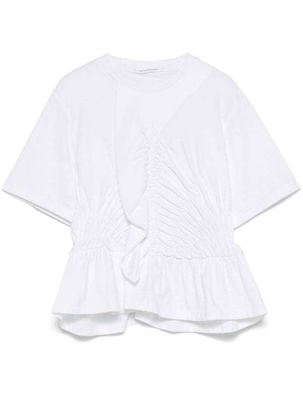 Peplum Drape Cotton Short-Sleeve T-Shirt