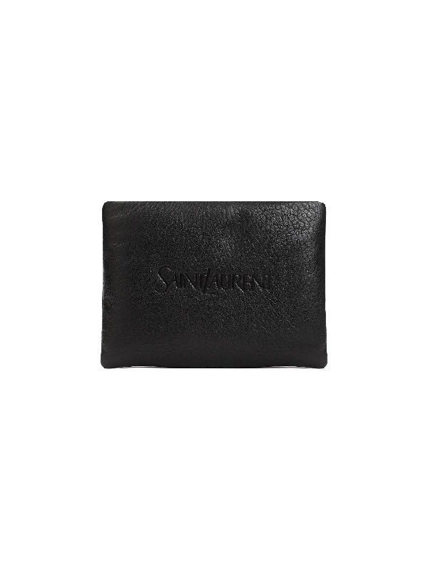 Emboss Logo Leather Clutch Bag