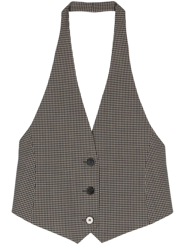 Check Halter Neck Vest