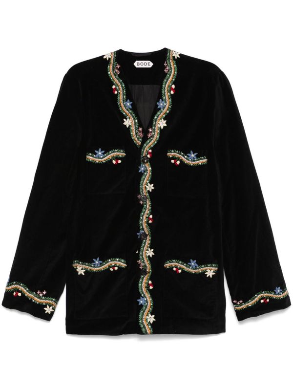 Flower Embroidered Cotton Jacket