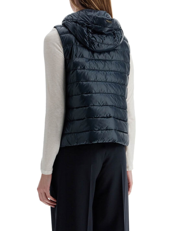 Drawstring Hoodie Padded Vest