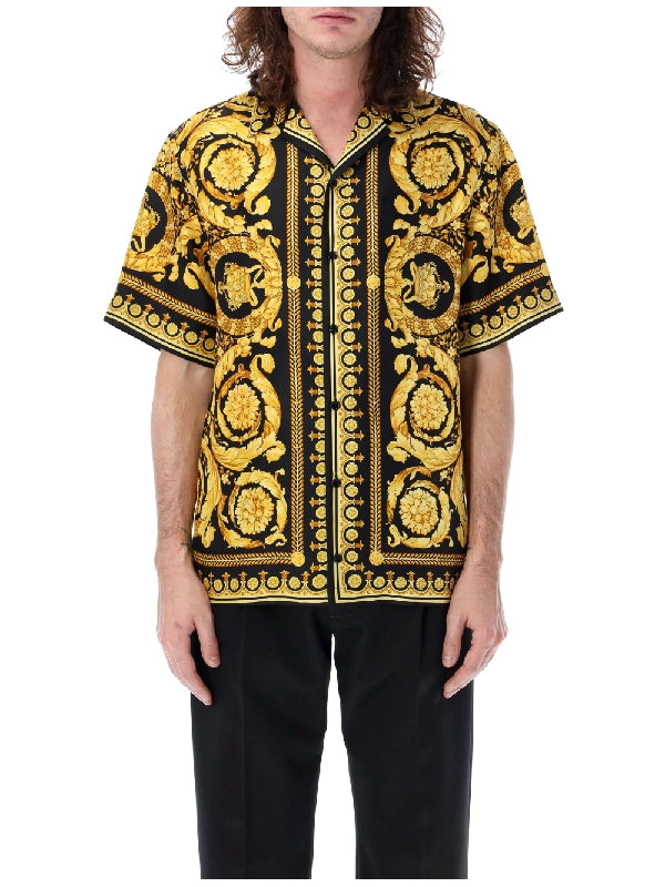 VERSACE - Barocco Silk Short Sleeve Shirt - Jente
