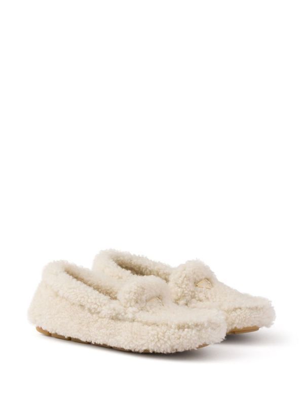 Triangle Logo Shearling Driving Shoes