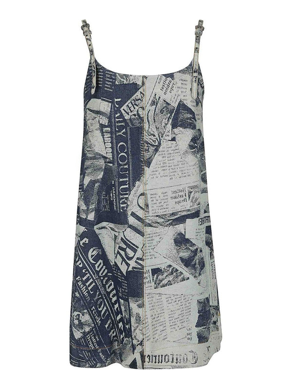 All-Over Printing Sleeveless Mini Dress