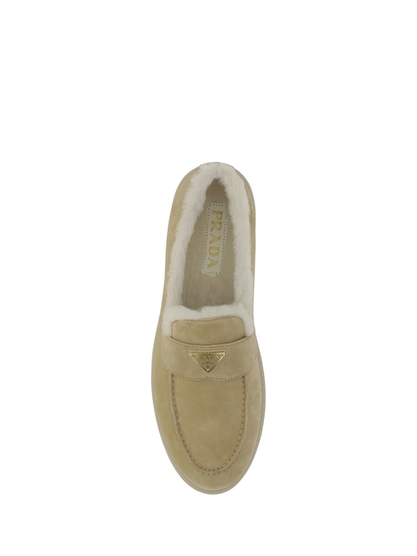 Triangle Logo Shearling Suede
  Loafers