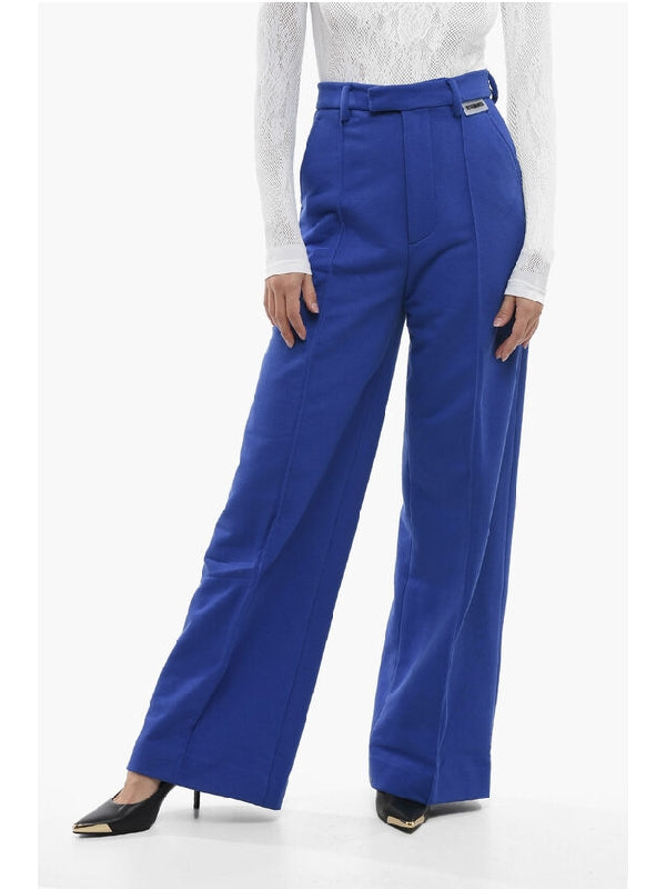 Logo Detail Wide Pleated Pants