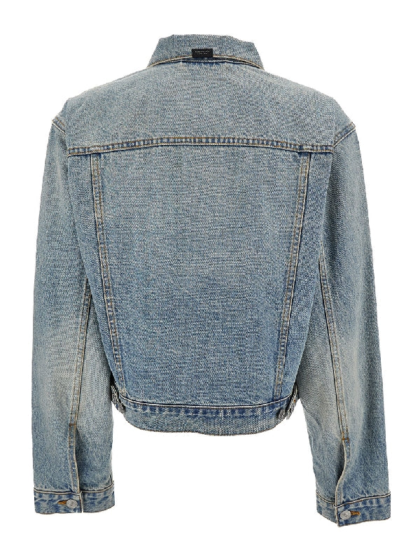 Logo Patch Crop Denim Jacket