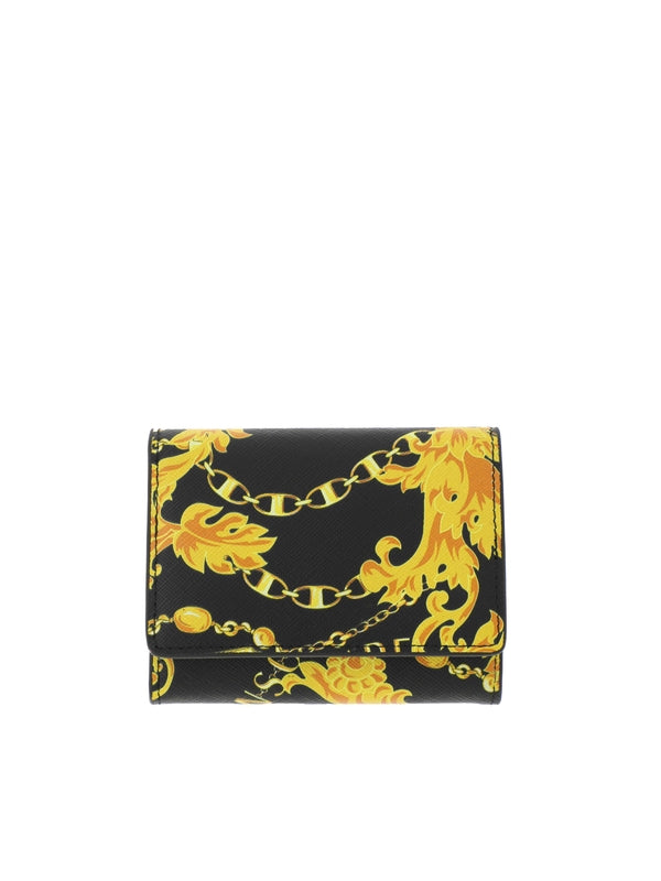 Baroque Pattern Leather Compact Wallet